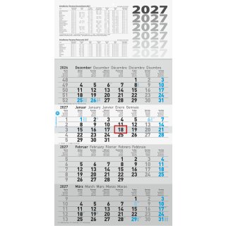 4-Monatskalender 2027 GLOCKEN UWS 30 x 55,5 cm mit Datumsschieber