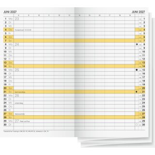 Monats-Ersatzkalendarium 2027 fürTaschenkalender 8,7 x 15,3 cm