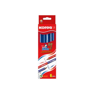 Kores TWIN Jumbo Lehrerbuntstift blau/rot - Dreikant, 6er-Pack