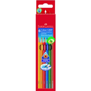 Farbstift COLOUR GRIP, sortiert, 6er Kartonetui, ergometrischer Dreikant, wasservermalbar, auswaschbar aus den meisten Textilien, hohe Bruchsicherheit, hohe Leuchtkraft
