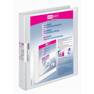 Präsentationsringbuch Velodur, DIN A4, PP, 2-D-Ring 25 mm, Rückenbreite 40 mm, weiß