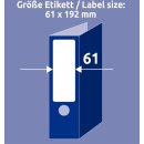 Ordner-Etiketten,Inkjet, Laser s/w, Farblaser, kurz/breit, weiß, A4, 61 x 192 mm, 1 Pack = 25 + 5 Blatt = 100 + 20 Stück