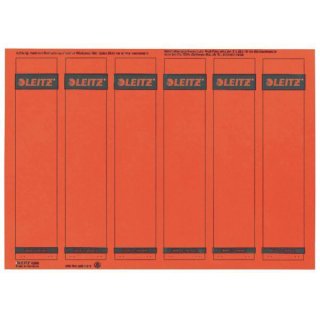 Rückenschild selbstklebend, kurz/schmal, rot, Blatt mit 6 Schildern, Inhalt: 150 Stück, Maße: 39 x 192 mm
