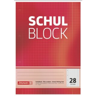 BRUNNEN Schulblock A4 kariert Lineatur 28, 50 Blatt