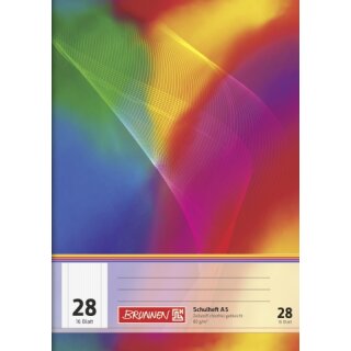 BRUNNEN Regenbogen Schulheft A5 Lineatur 28 - 16 Blatt