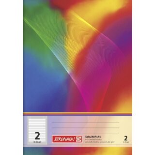 BRUNNEN Regenbogen Schulheft A5 Lineatur 2 - 16 Blatt