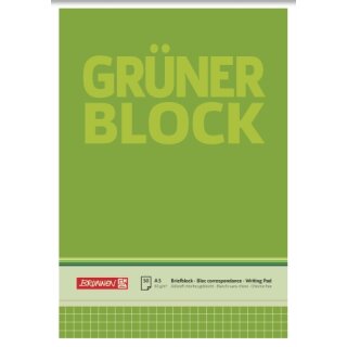 BRUNNEN Der Grüne Block A5 kariert, 50 Blatt, 60 g/m²