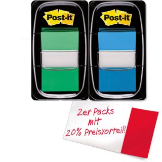 Post-it Index Haftstreifen 2 Farben 25,4x43,2mm, 2x50 Haftstreifen in den