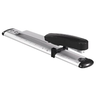 NOVUS Langarmheftgerät B 17 lichtgrau/schwarz, Heftleistung: 40 Blatt, Ladekapazität: 200 x 26/6-26/8 SUPER / 150 x 24/6-24/8, Einlegetiefe: 300 mm, Springfachmechanik, Metall mit kunststoffummanteltem Oberteil