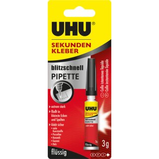 Sekundenkleber UHU blitzschnell Pipette 3 g