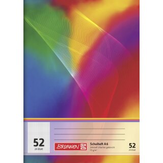 BRUNNEN Regenbogen Schulheft A6 Lineatur 52 - 24 Blatt