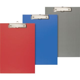 Klemmplatte FACT! stabiler Karton abwischbar bezogen in rot, blau oder grau