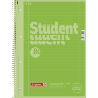 Premium-Collegeblock Student, kiwi, A4 80 Blatt Lin27 = liniert mit beidseitigem Rand, 90g/m²