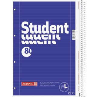 BRUNNEN Collegeblock Student für Linkshänder liniert, Spirale rechts