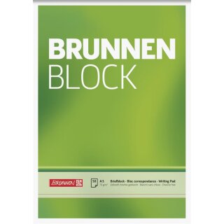 BRUNNEN Briefblock A5 unliniert, 50 Blatt, 70 g/m²
