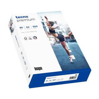 Kopierpapier, Tecno Premium, DIN A4, 80g/qm, 1 Packung = 500 Blatt, extraweiß