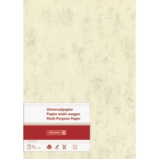 hochwertiges Marmor-Universalpapier/ Multifunktionspapier, A4, 120g/m² , beidseitig bedruckbar, chamois, VE = 35 Blatt