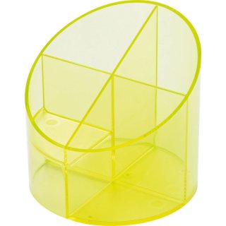 Schreibgeräte Multiköcher gelb transluzent, 4 Fächer, Ø110mm