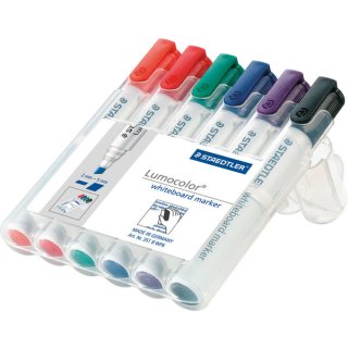 whiteboard marker, 2 - 5 mm Keilspitze, sortiert, rot, blau, orange, grün, violett, schwarz, VE = 1 Etui à 6 Stifte