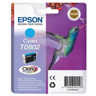 Epson T0802 Tintenpatrone cyan, 435 Seiten ISO/IEC 24711, Inhalt 7,4 ml