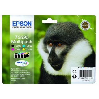 Epson T0895 Tintenpatrone MultiPack Bk,C,M,Y, Inhalt 5,8ml + 3x3,5ml