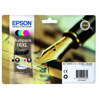 Epson 16XL Tintenpatrone MultiPack Bk,C,M,Y XL, Inhalt 12,9ml + 3x 6,5ml