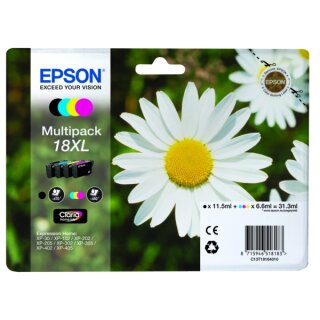 Epson 18XL Tintenpatronen Multipack, Schwarz, Cyan, Magenta, Gelb - Original